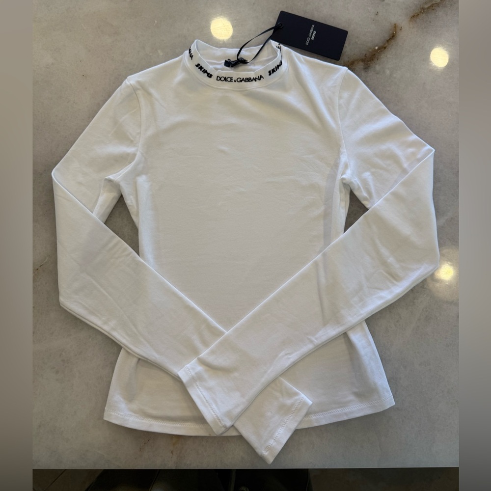 Skims Dolce & Gabbana cotton logo mock neck long sleeve